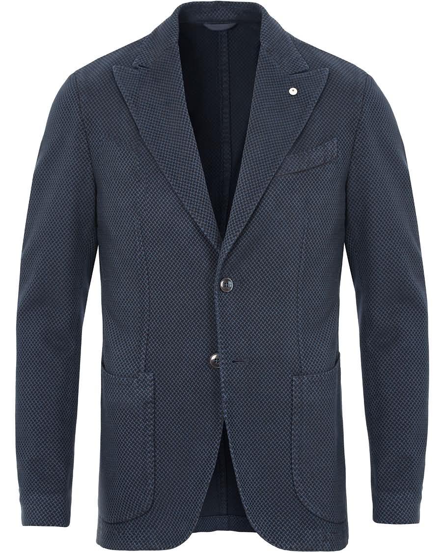 l.b.m. 1911 steve slim pattern cotton blazer navy blue Engros Billig nak8y